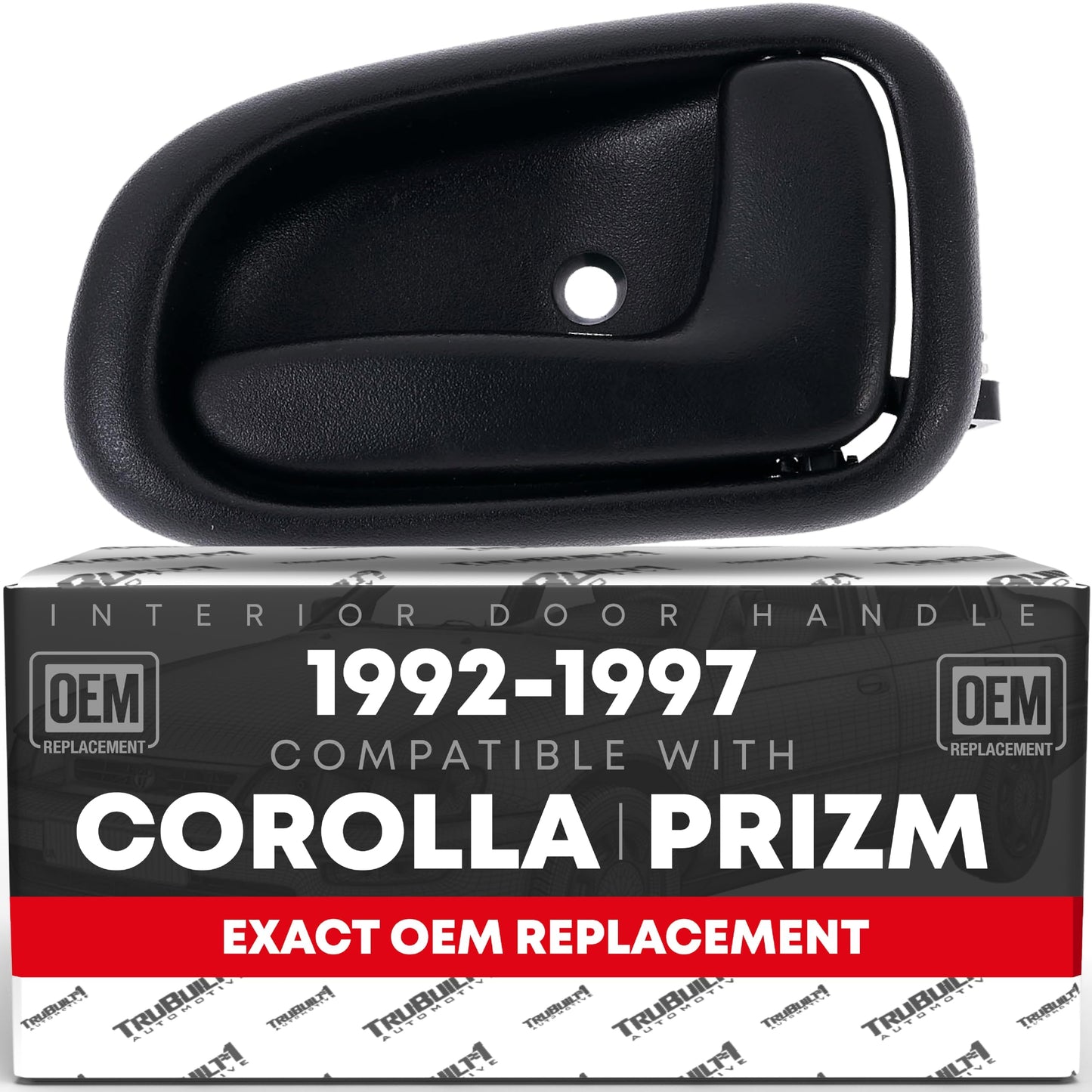 1992-1997 Toyota Corolla 1993-1997 Chevrolet Prizm Interior Front or Rear Passenger Door Handle Replacement - Black Plastic
