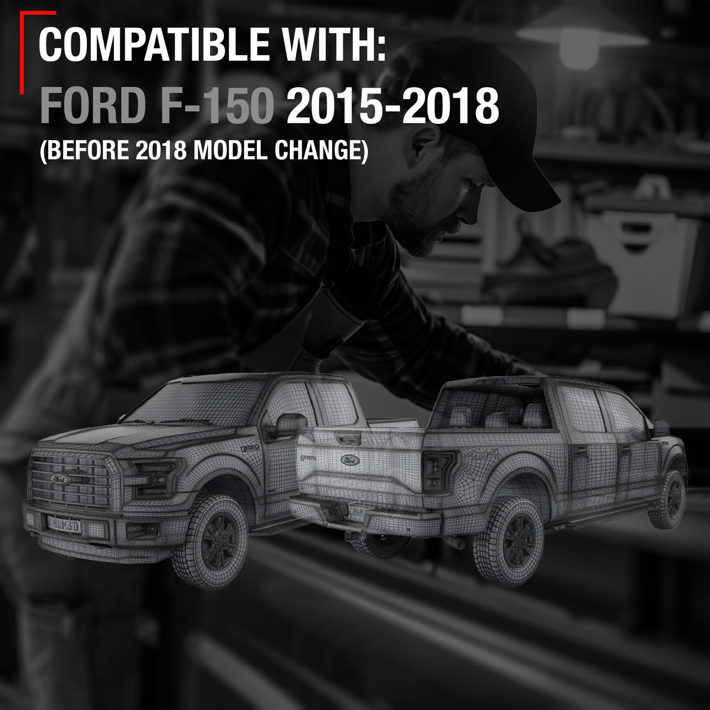 2015-2018 Ford F-150 Exterior Rear Driver Door Handle, Upgraded Metal - All Chrome - Rear Driver Side Handle