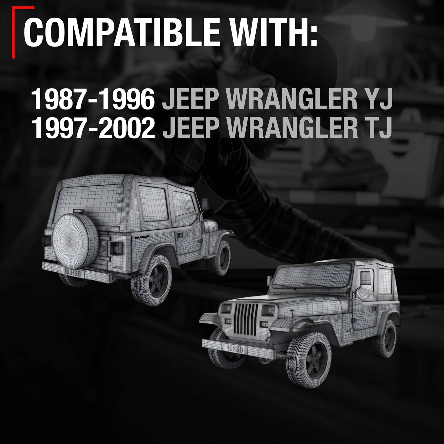 1987-2002 Jeep Wrangler YJ TJ Interior Front/Rear Passenger Door Handle - Textured Black Plastic - Passenger Door Handle