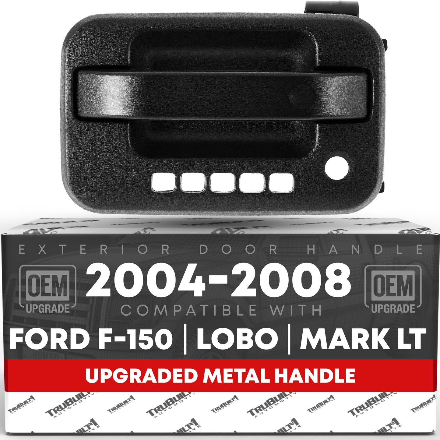 2004-2008 Ford F-150 Lincoln Mark LT Exterior Front Driver Door Handle, Upgraded Metal - Textured Black with Keyhole - Front Driver Side Handle