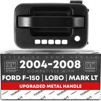 2004-2008 Ford F-150 Lincoln Mark LT Exterior Front Driver Door Handle, Upgraded Metal - Textured Black with Keyhole - Front Driver Side Handle