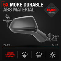 2016-2021 Chevrolet Camaro Passenger Side Mirror Replacement Powered Adjustment Non-Foldable Convex Glass Smooth Black - Passenger Side Mirror