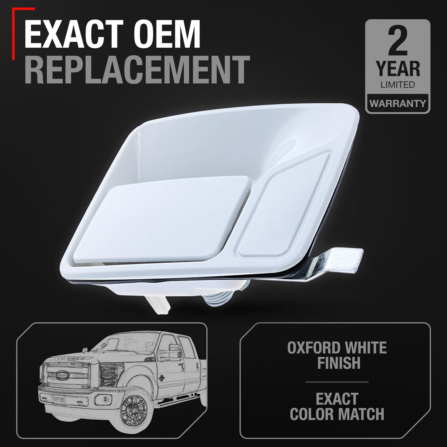 1999-2015 Ford Excursion Super Duty F-250 F-350 F-450 F-550 Exterior Front/Rear Passenger Door Handle - Oxford White No Keyhole - Front & Rear Passenger Door Handle