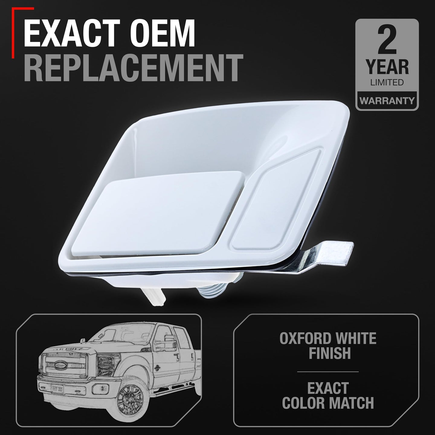 1999-2015 Ford Excursion Super Duty F-250 F-350 F-450 F-550 Exterior Front/Rear Passenger Door Handle - Oxford White No Keyhole - Front & Rear Passenger Door Handle