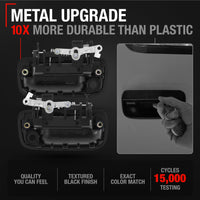 1995-2004 Toyota Tacoma Exterior Front Driver and Passenger Door Handle Set - Upgraded Metal Textured Black - Driver + Passenger Handle (Metal)