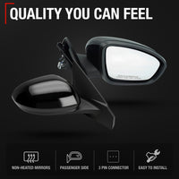 Passenger Side Power Adjustable Side View Mirror - Compatible with 2020-2025 Nissan Sentra - Power Adjust, Non-Heated, Manual Folding - Paintable Textured Black Housing - OEM Partslink NI1321326