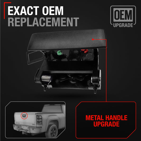 Chevrolet Silverado GMC Sierra Hummer H3T Tailgate Handle Assembly - Upgraded Metal - Textured Black - Texture Tailgate Handle