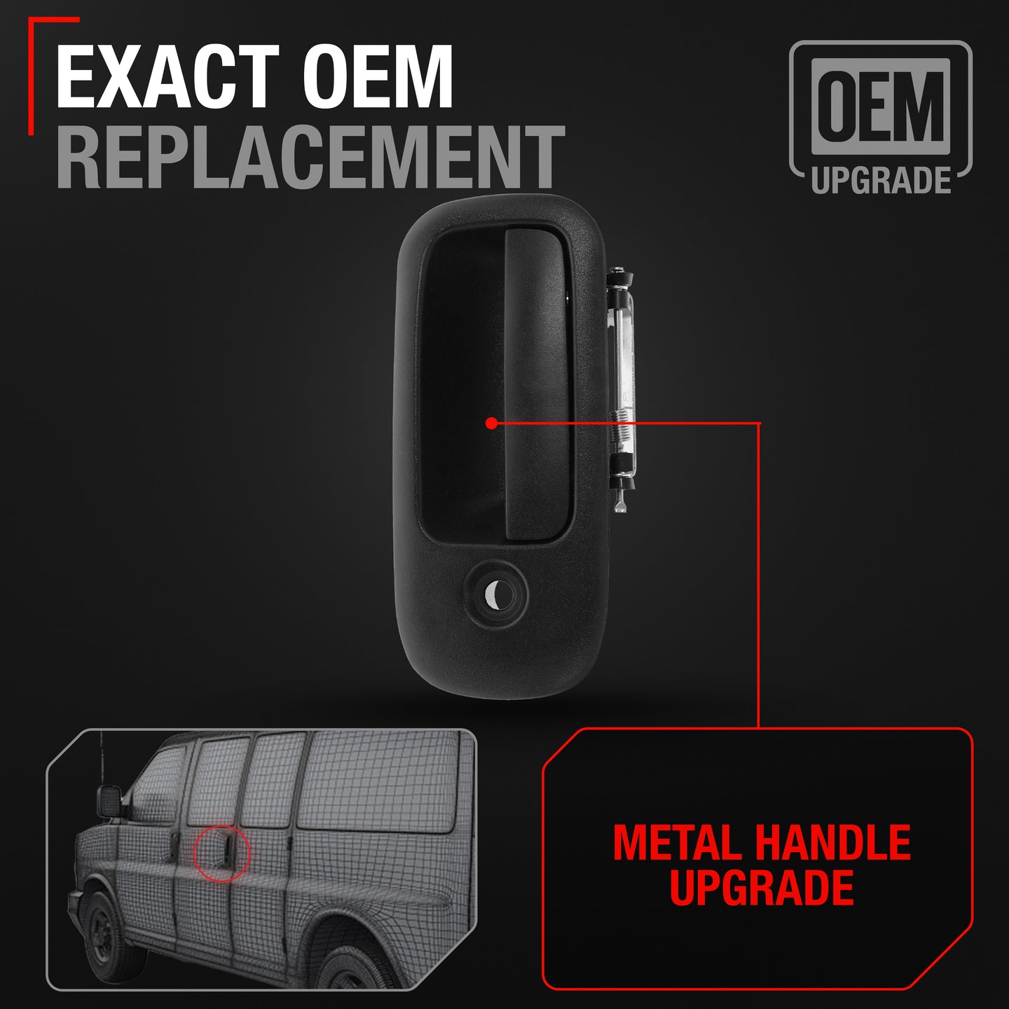 Chevrolet Express Rear Driver Hinged Door Handle - Textured Black, Exterior Fitment for GMC Savana - Rear Driver Side Hinged Door