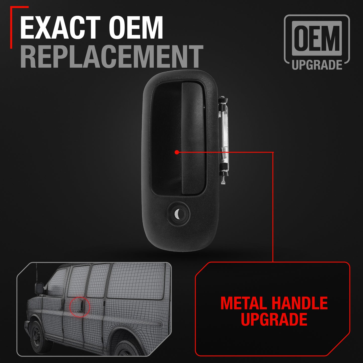 Chevrolet Express Rear Driver Hinged Door Handle - Textured Black, Exterior Fitment for GMC Savana - Rear Driver Side Hinged Door