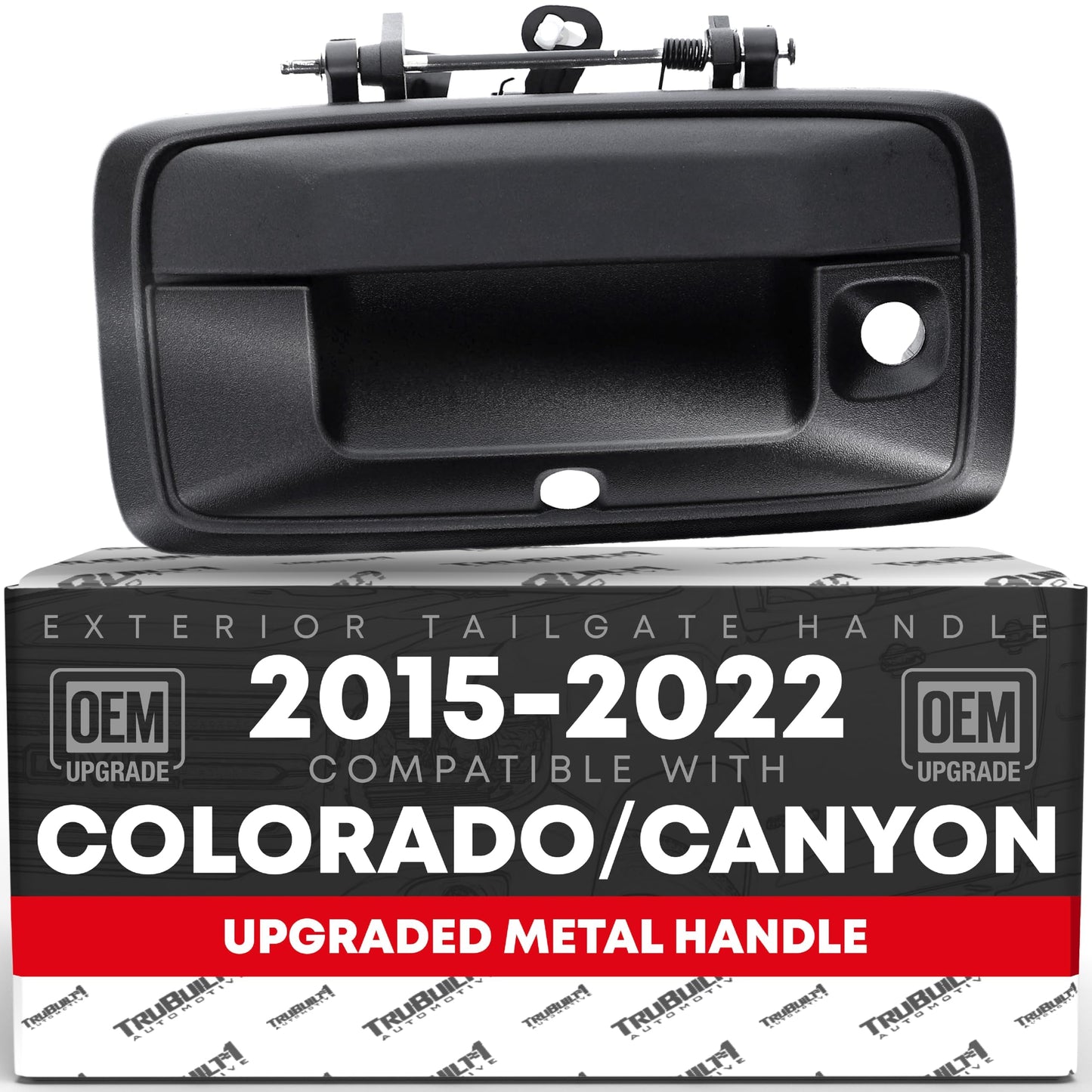 Chevrolet Colorado GMC Canyon Tailgate Handle - Upgraded Metal - Textured with Keyhole & Camera Hole - Black Metal Tailgate