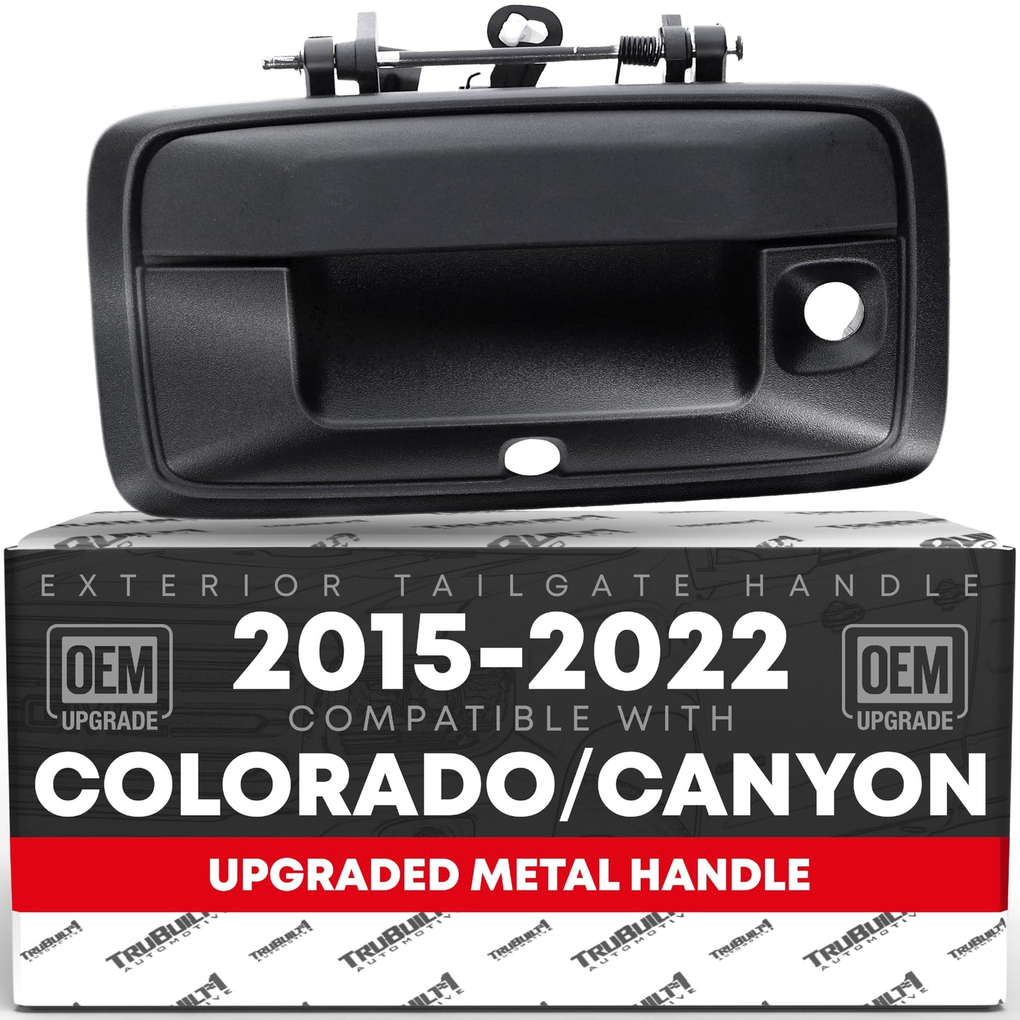 2015-2020 Chevrolet Colorado GMC Canyon Tailgate Handle Assembly - Upgraded Metal Liftgate Latch Handle Textured Black with Keyhole and Camera Hole - Black Metal Tailgate