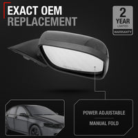 Passenger Side Power Adjustable Side View Mirror - Compatible with 2003-2007 Honda Accord - Power Adjust, Non-Heated, Manual Folding - Paintable Textured Black Housing - OEM 76200SDAA13ZA - Passenger Side Mirror