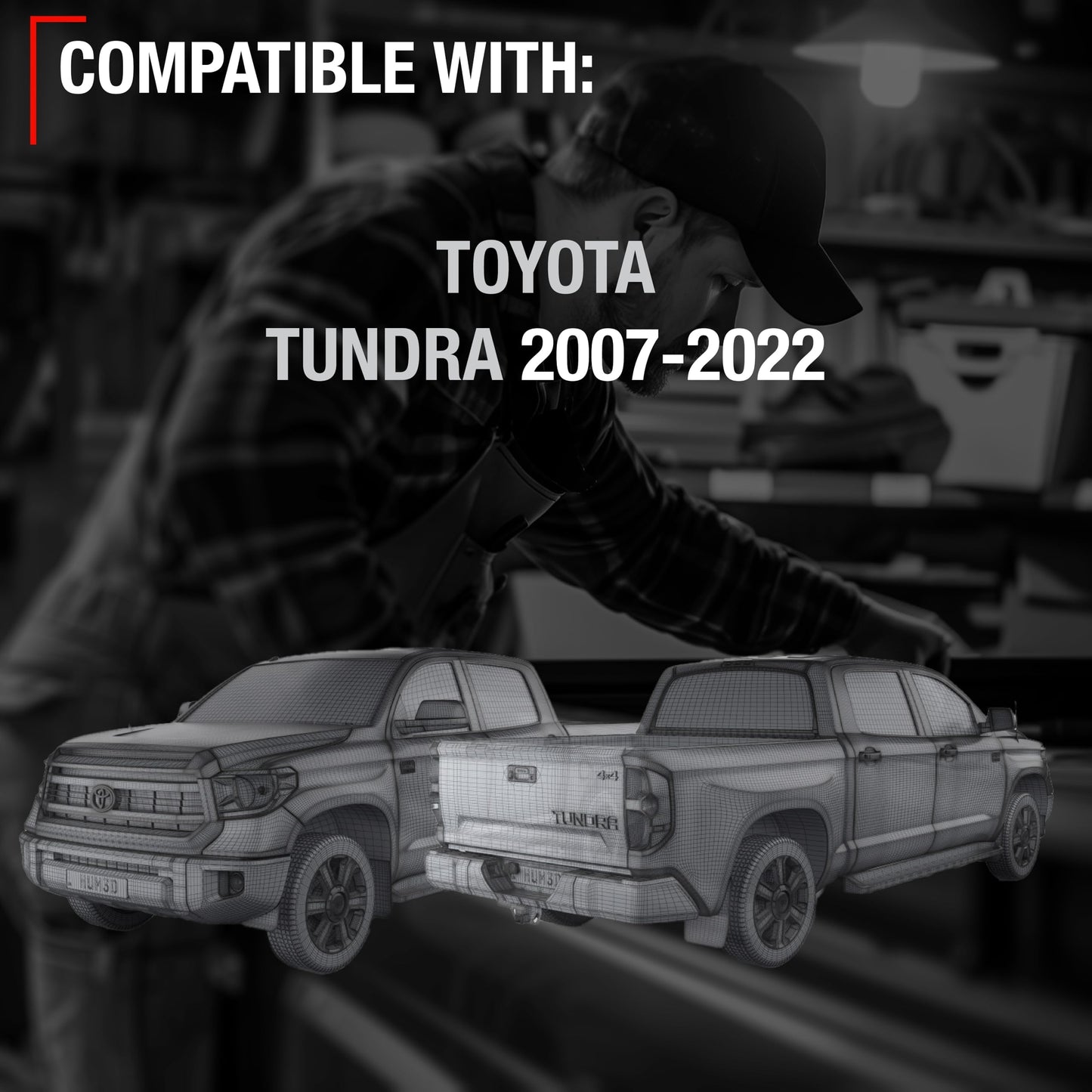 2007-2022 Toyota Tundra Tailgate Cable Replacement Set, Rear Left & Right Side, Metal 17 3/4" Long