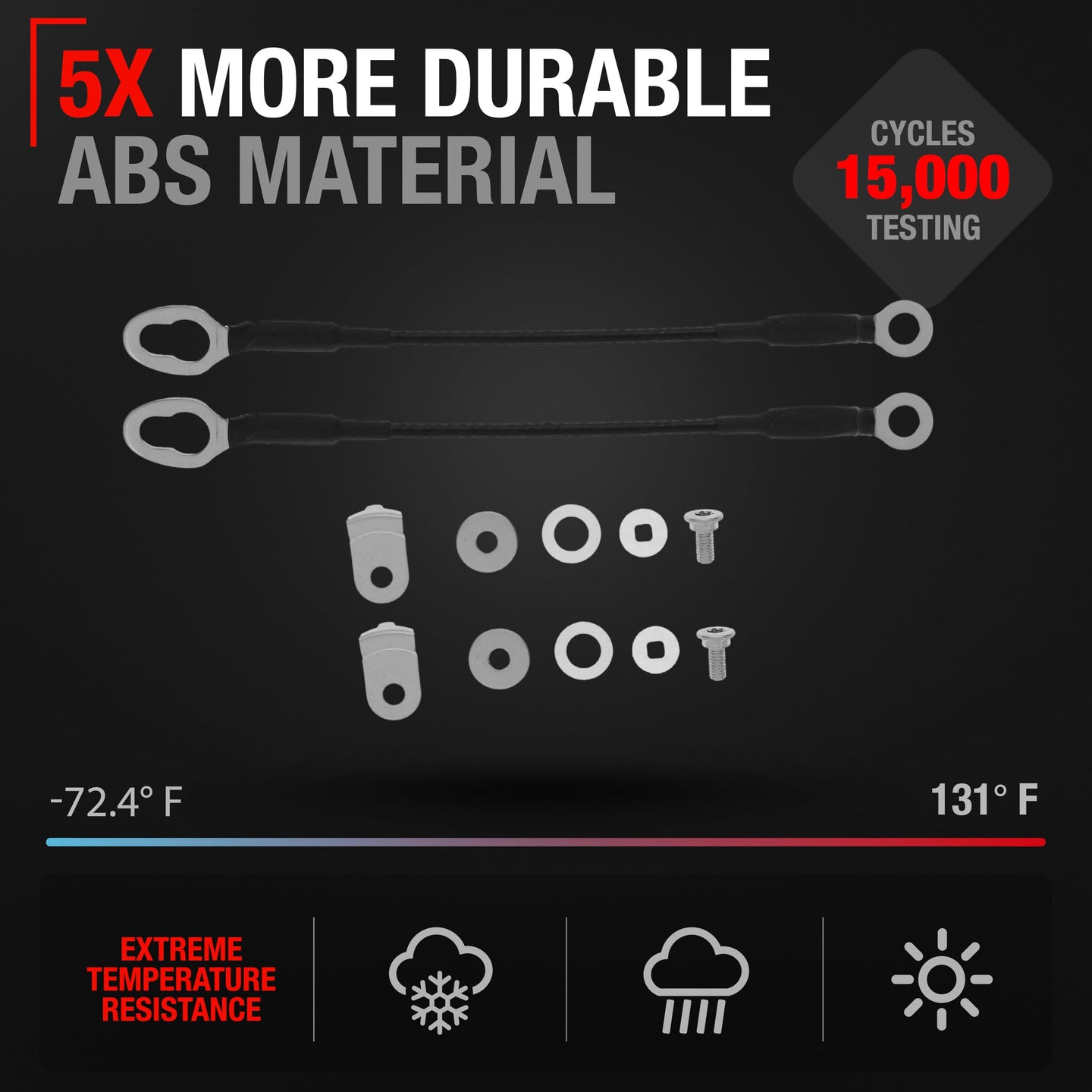 Toyota Tacoma Tailgate Cable Set - 12.5" Rear Support Cables, Durable Metal Straps