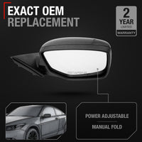 Passenger Side Power Adjustable Side View Mirror - Compatible with 2008-2012 Honda Accord - Power Adjust, Non-Heated, Manual Folding - Paintable Textured Black Housing - OEM 76208TA5A01 - Passenger Side Mirror