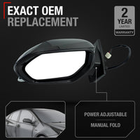 Driver Side Heated Power Side View Mirror - Compatible with 2016-2021 Toyota Prius - Power Heated, Manual Folding - Paintable Textured Black Housing - OEM 8794047530-PFM - Driver Side Mirror