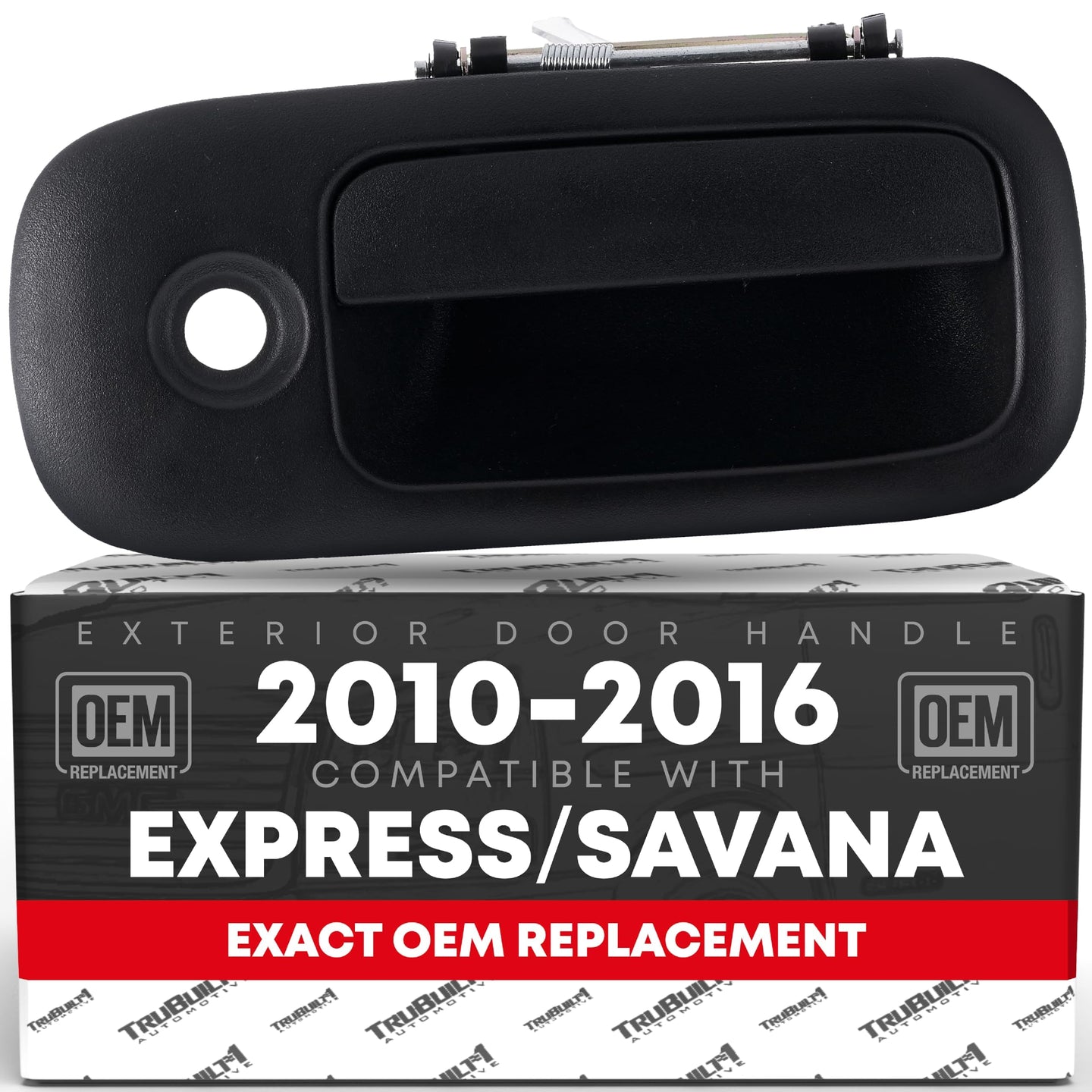 T1A Exterior Rear Passenger Door Handle - Compatible with 2010-2020 Chevrolet Express 2500 3500 4500; 10-20 GMC Savana 2500 3500 4500 - Textured Black, W/Keyhole - OEM 23473841, 25989393, 96109 - Rear Right Handle
