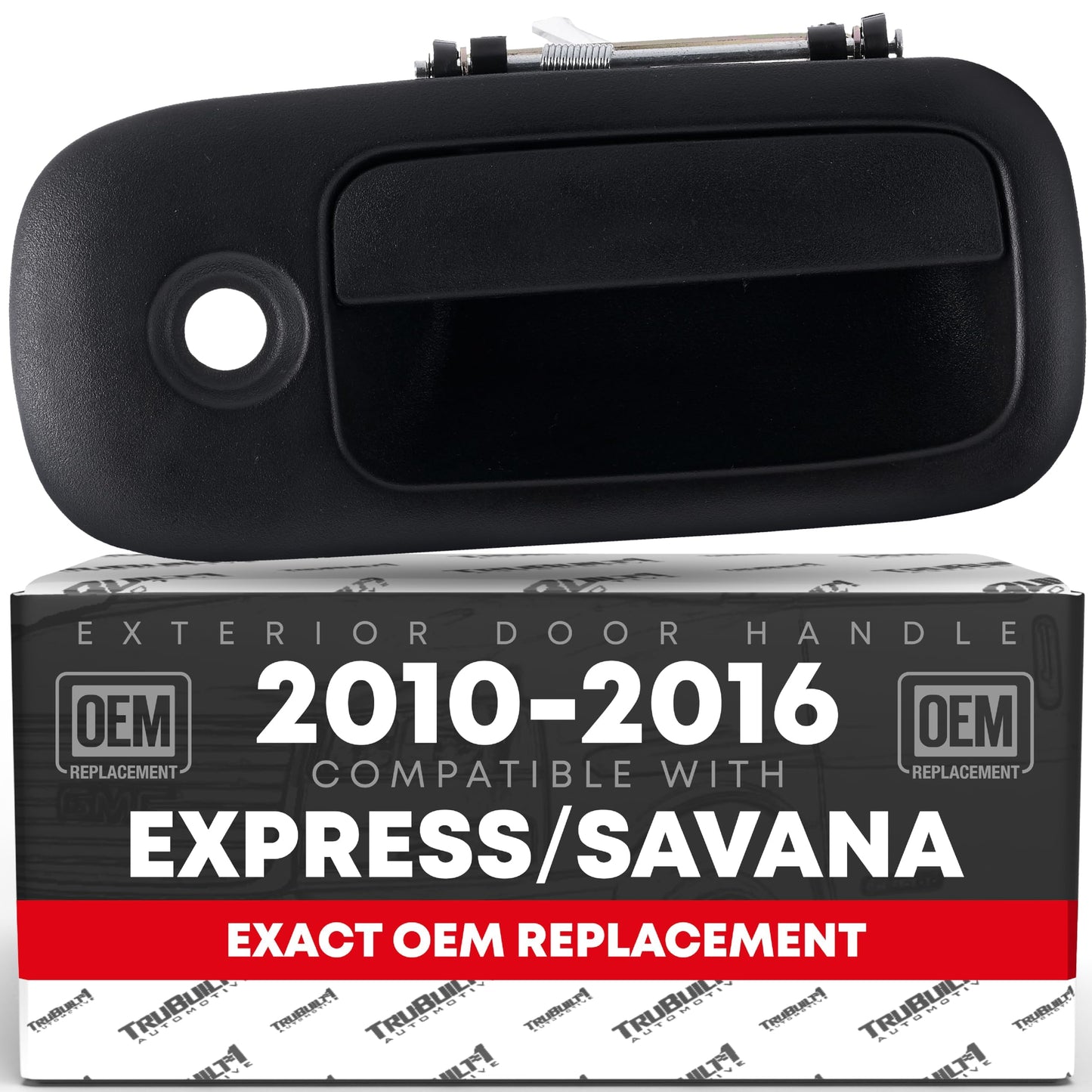 T1A Exterior Rear Passenger Door Handle - Compatible with 2010-2020 Chevrolet Express 2500 3500 4500; 10-20 GMC Savana 2500 3500 4500 - Textured Black, W/Keyhole - OEM 23473841, 25989393, 96109 - Rear Right Handle