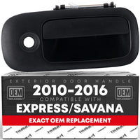T1A Exterior Rear Passenger Door Handle - Compatible with 2010-2020 Chevrolet Express 2500 3500 4500; 10-20 GMC Savana 2500 3500 4500 - Textured Black, W/Keyhole - OEM 23473841, 25989393, 96109 - Rear Right Handle