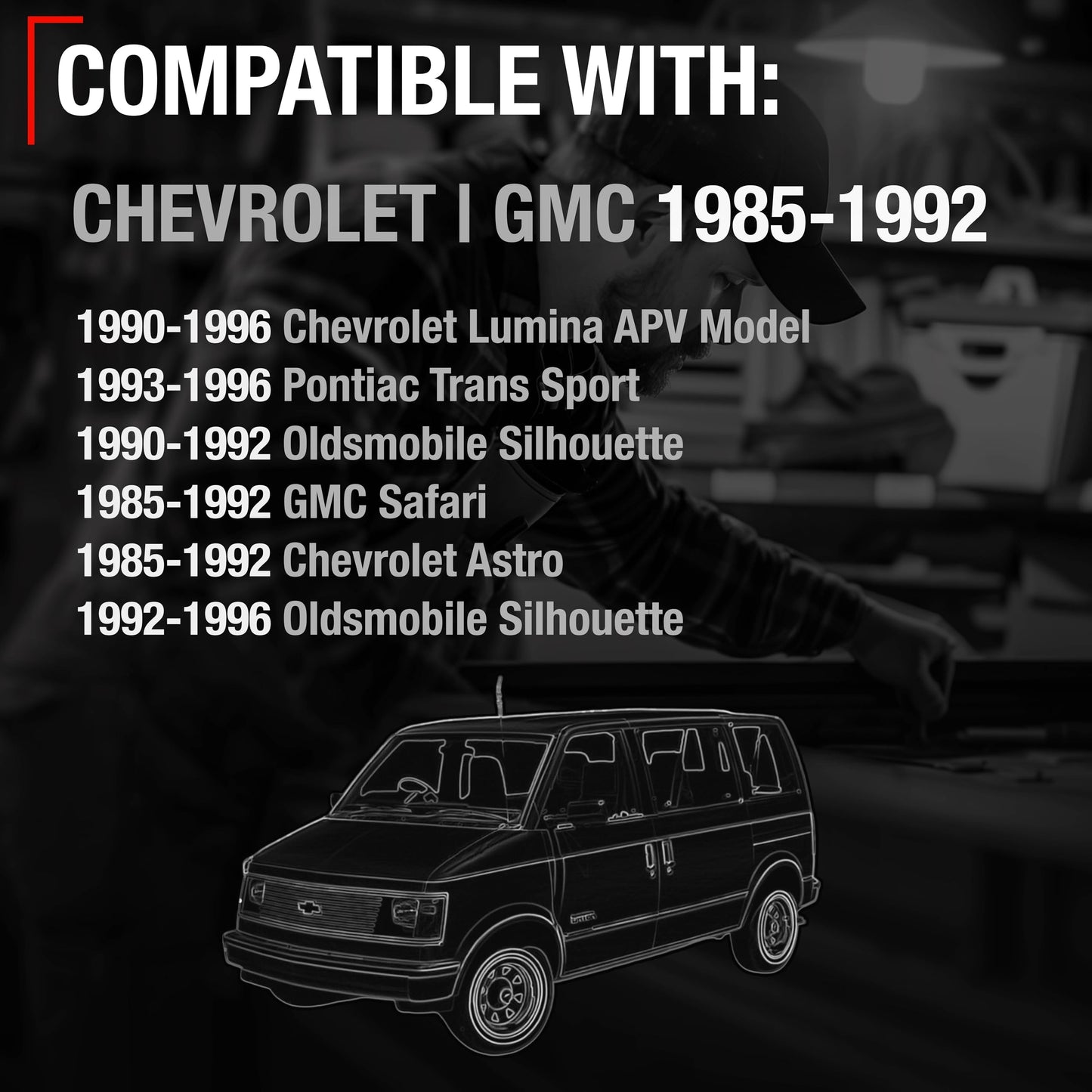 1985-1992 Chevrolet Astro GMC Safari 1990-1996 Pontiac Trans Sport Lumina APV Exterior Rear Sliding Door Handle - Upgraded Metal - Driver + Passenger Sliding Handle