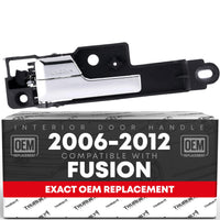 2006-2012 Ford Fusion 2007-2012 Lincoln MKZ 2006-2011 Mercury Milan Interior Front Driver Door Handle Replacement - All Chrome Plastic - Front Driver Handle