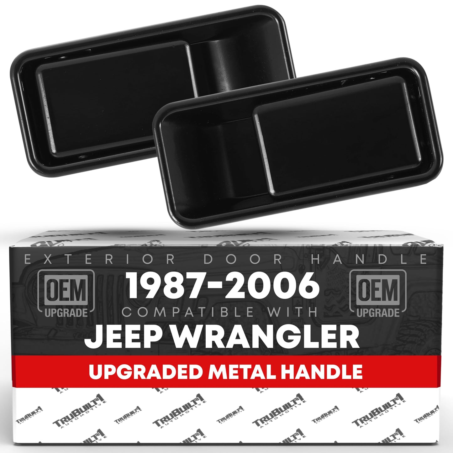 1987-2006 Jeep Wrangler Half Door Exterior Front Driver and Passenger Door Handle Set - Upgraded Metal Smooth Black - Front Driver + Passenger Door Handle