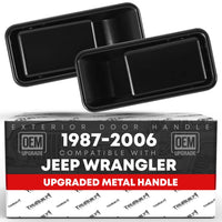 1987-2006 Jeep Wrangler Half Door Exterior Front Driver and Passenger Door Handle Set - Upgraded Metal Smooth Black - Front Driver + Passenger Door Handle
