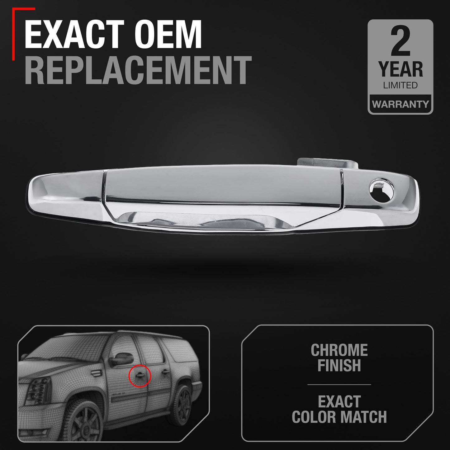 2007-2014 Chevrolet Avalanche Silverado 1500 2500 3500 Suburban Tahoe GMC Sierra 1500 2500 3500 Yukon XL Exterior Front Driver Door Handle - Front Left Driver Side