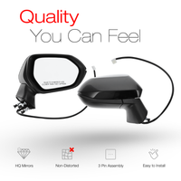 2020-2024 Toyota Corolla Sedan Passenger Side Mirror Replacement - Powered Adjustment Manual Folding Convex Glass Black - Passenger Side Mirror