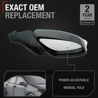 Passenger Side Heated Side View Mirror with Integrated Turn Signal - Compatible with 2014-2019 Toyota Corolla - Power Heated, Turn Signal, Manual Folding - Paintable Textured Black - OEM 8791002G11C0 - Passenger Side Mirror