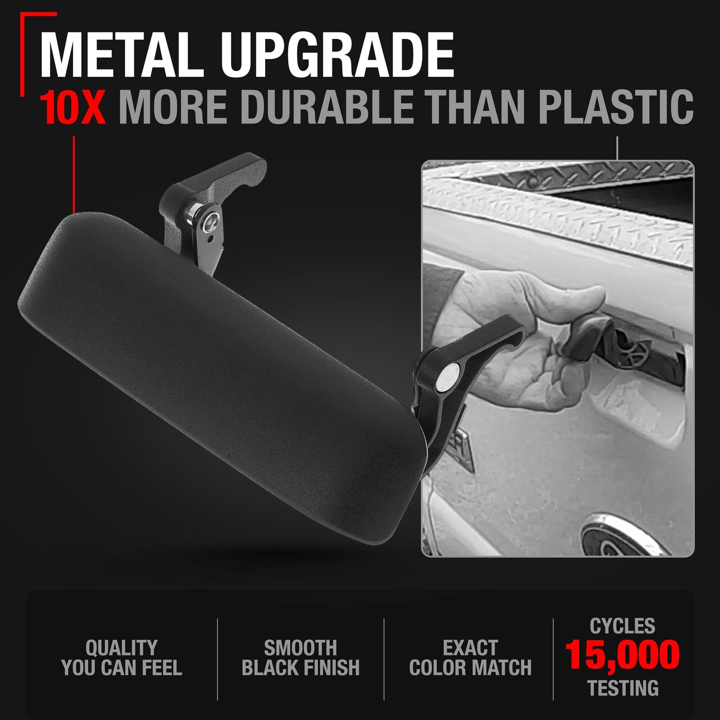 1998-2011 Ford Ranger Tailgate Handle - Upgraded Metal Textured Black - Metal Tailgate Handle