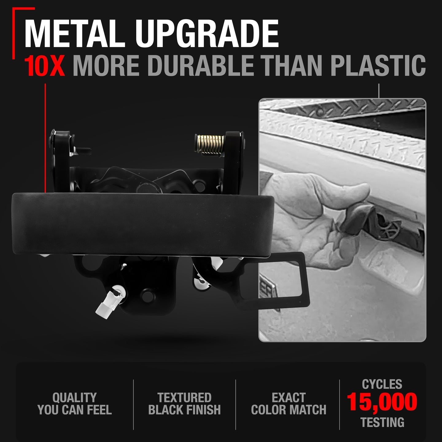 2007-2014 Chevrolet Silverado 1500 2500 HD 3500 HD GMC Sierra 1500 2500 HD 3500 HD Hummer H3T Tailgate Handle - Black - Texture Tailgate Handle