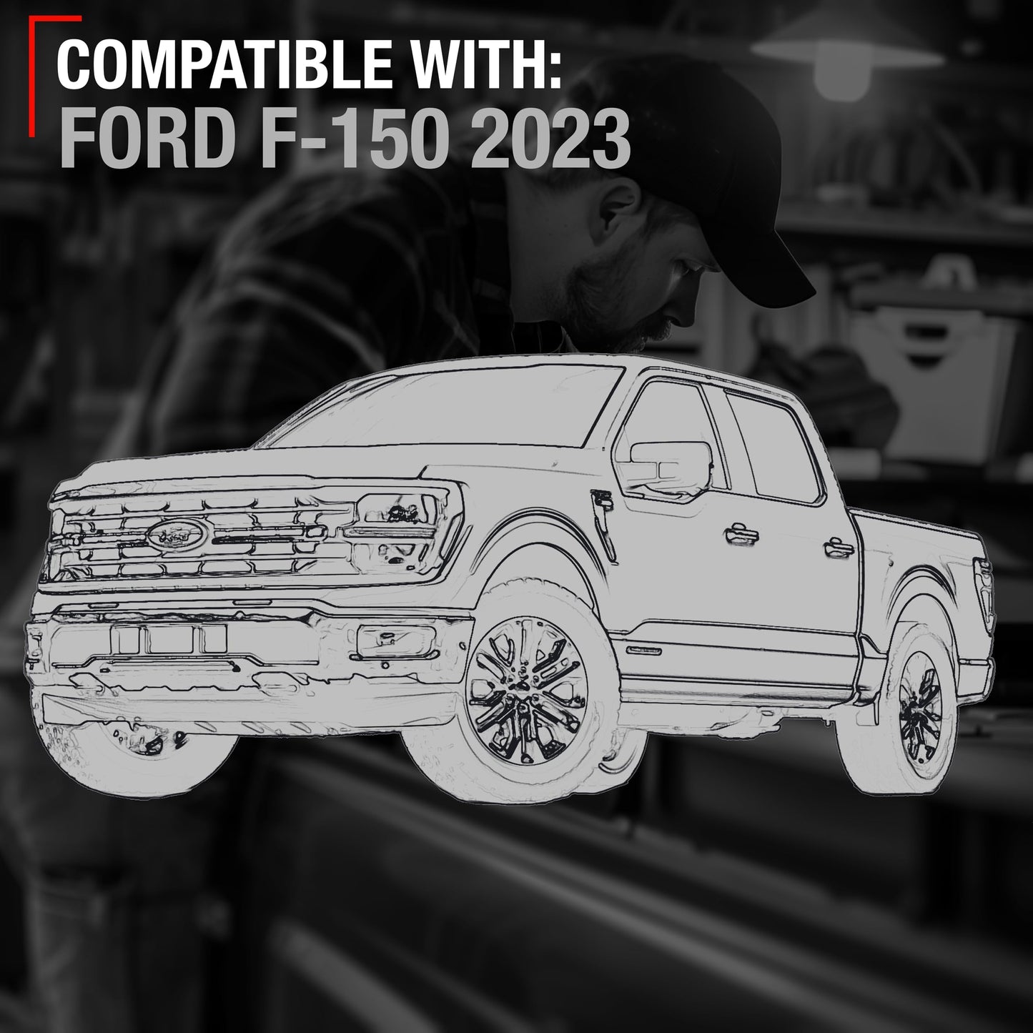 T1A Exterior Front Driver Door Handle Replacement - Compatible with 2015-2022 Ford F-150 - Oxford White, with Keypad Hole - Plastic - OEM FL3Z1522405HAPTMYZ - Front Driver Door Handle