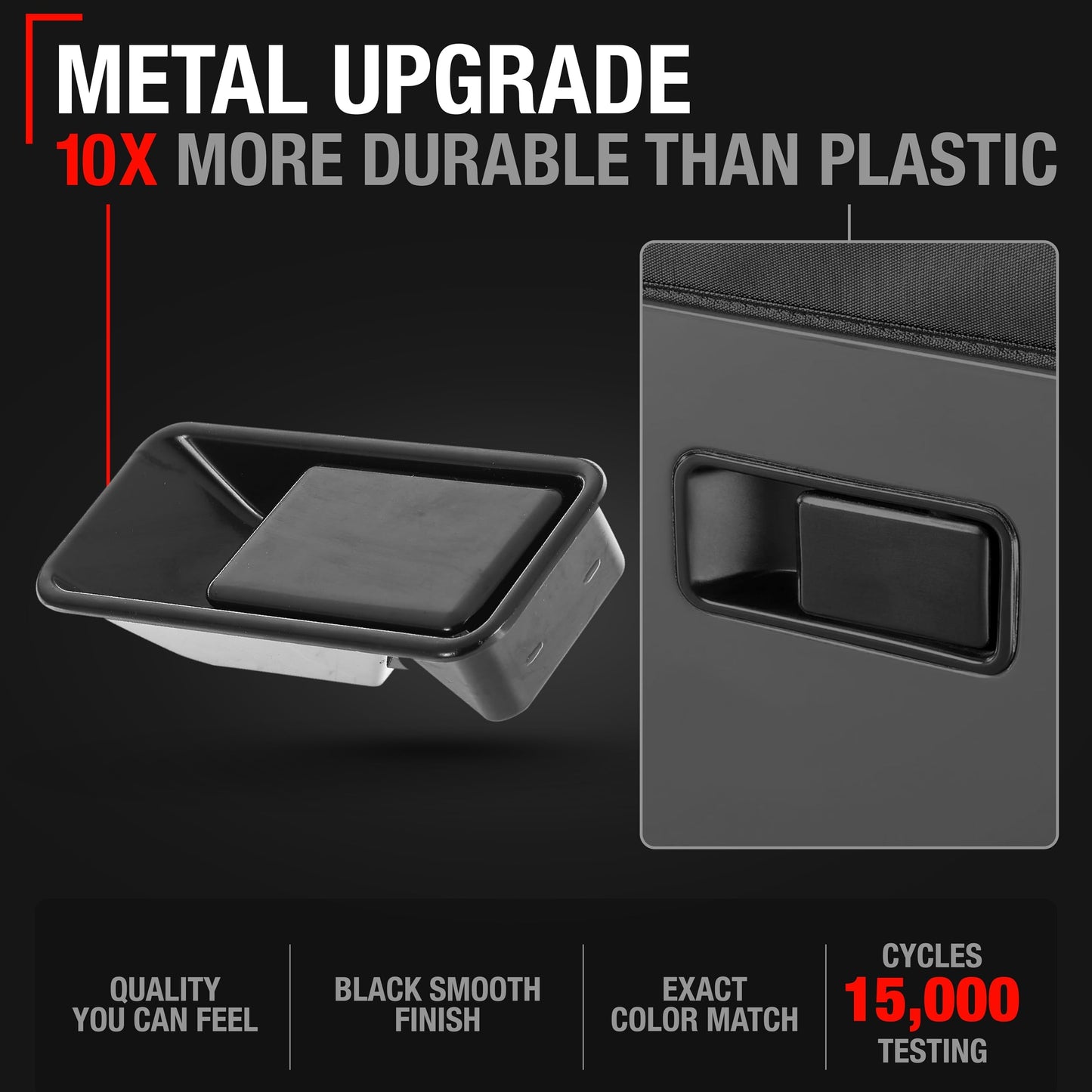 1987-2006 Jeep Wrangler Half Door Exterior Front Passenger Door Handle Replacement - Upgraded Metal Smooth Black - Front Passenger Door Handle