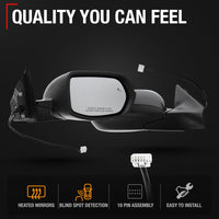 2017-2022 Honda CR-V Passenger Side Mirror Replacement - Powered Adjustment Manual Folding Heated Turn Signal Blind Spot Detection Convex Glass Black - Passenger Side Mirror