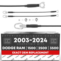 2003-2024 Dodge Ram 1500 2500 3500 Tailgate Cable Replacement Set, Rear Left & Right Side - Tailgate Support Cable Straps, Metal 21-1/4" Long