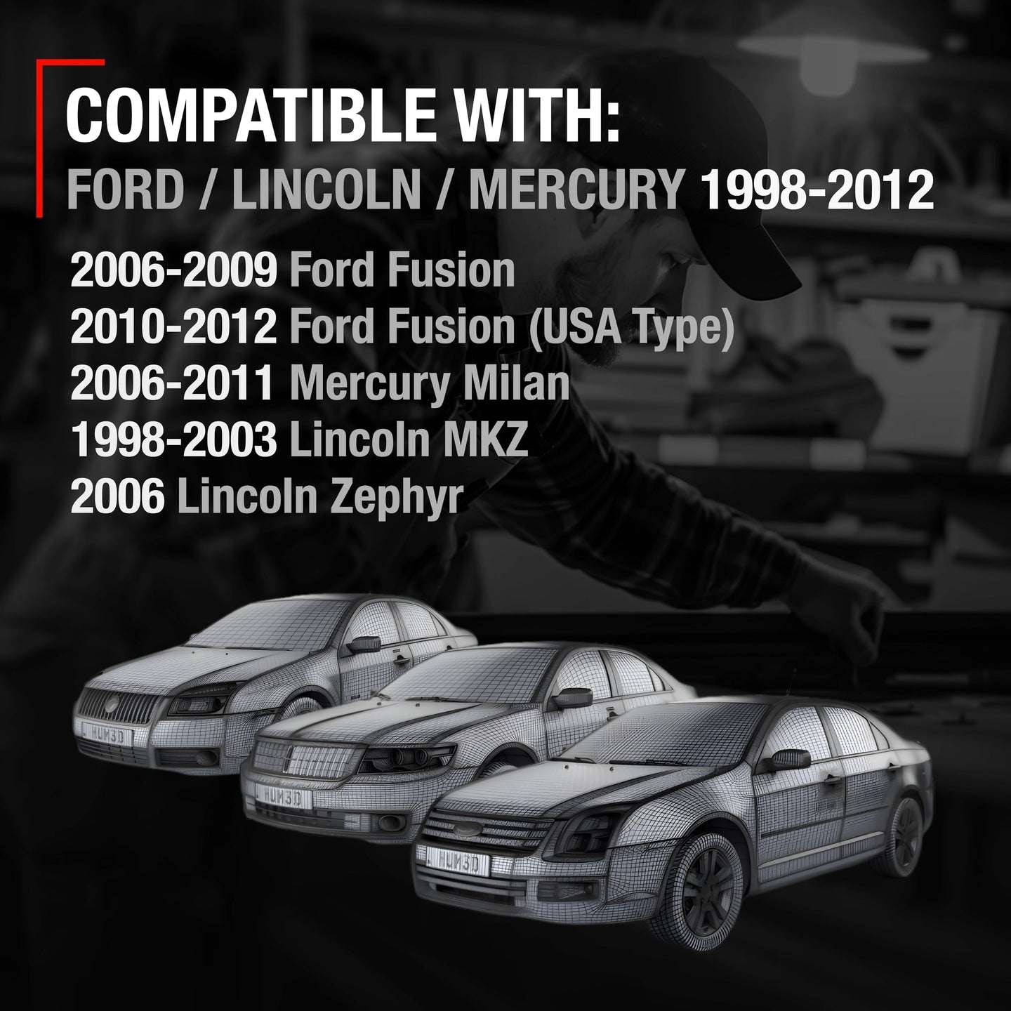 2006-2012 Ford Fusion 2007-2012 Lincoln MKZ 2006-2011 Mercury Milan Interior Front Driver Door Handle Replacement - All Chrome Metal Handle - Front Driver Handle - Metal