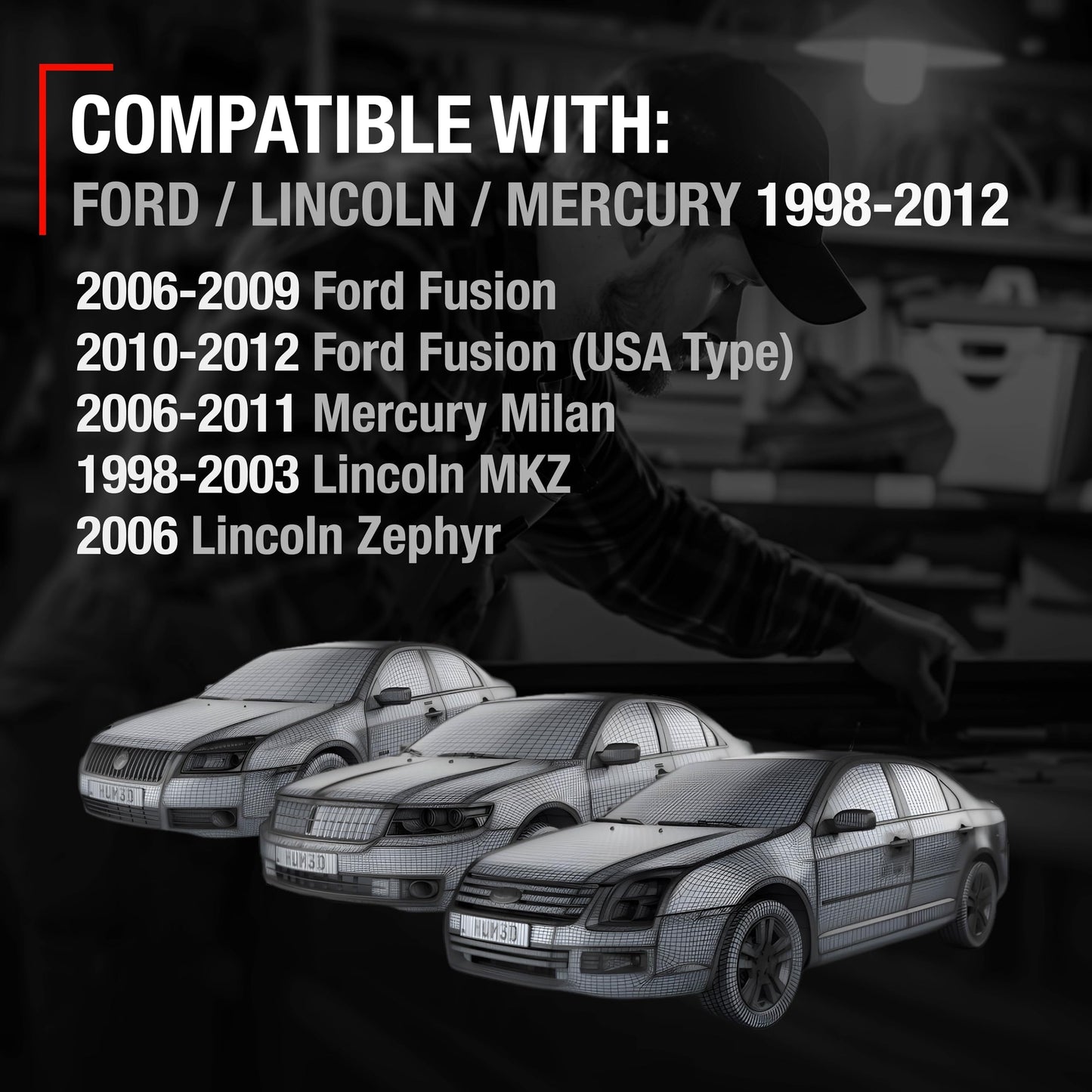 2006-2012 Ford Fusion 2007-2012 Lincoln MKZ 2006-2011 Mercury Milan Interior Front Driver Door Handle Replacement - All Chrome Metal Handle - Front Driver Handle - Metal