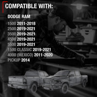 T1A Exterior Front Passenger Door Handle, Upgraded Metal - Compatible with 2011-2018 Dodge Ram 1500, 11-20 Ram 2500, 11-21 Ram 3500, Ram 4500, Ram 5500 - All Chrome - OEM 55112384AC-ACHMT, 91011 - Front Passenger Side Handle