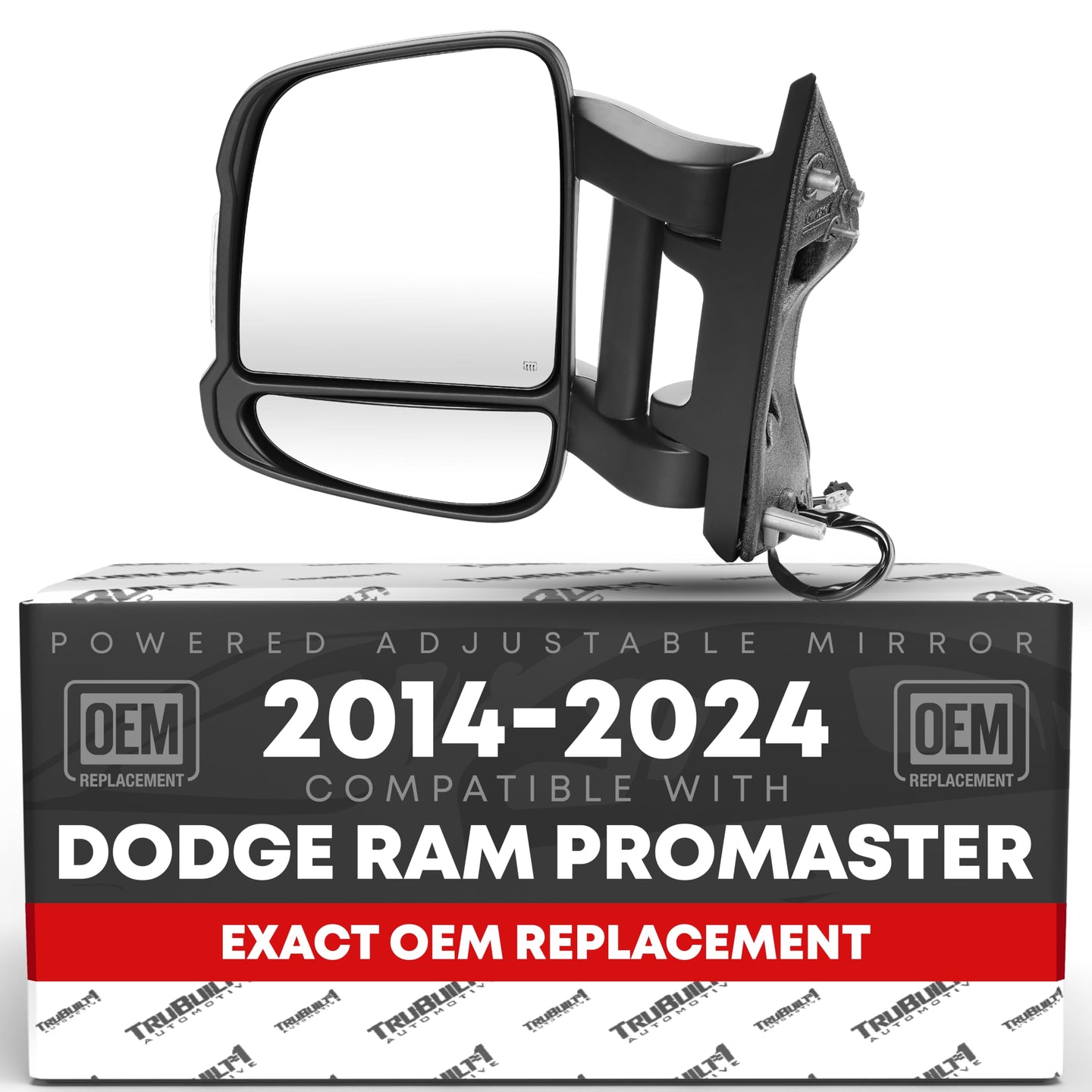 2014-2024 Ram Promaster Passenger Side Mirror Replacement Powered Heated Manual Fold Turn Signal Dual Glass Textured Black - Passenger Side Mirror