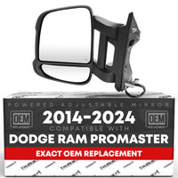2014-2024 Ram Promaster Passenger Side Mirror Replacement Powered Heated Manual Fold Turn Signal Dual Glass Textured Black - Passenger Side Mirror
