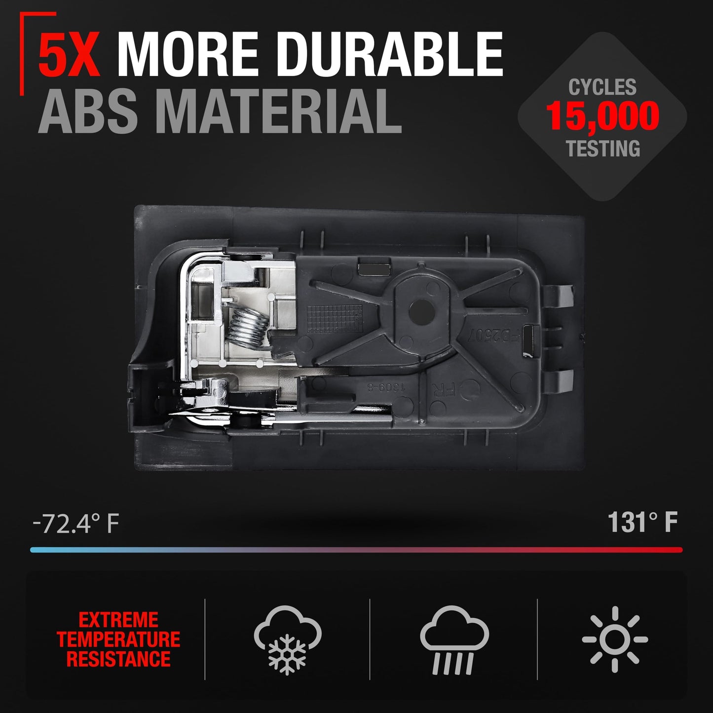 2009-2014 Ford F-150 Interior Front/Rear Passenger Door Handle - Chrome, Black - Passenger Side - Black/Chrome Handle