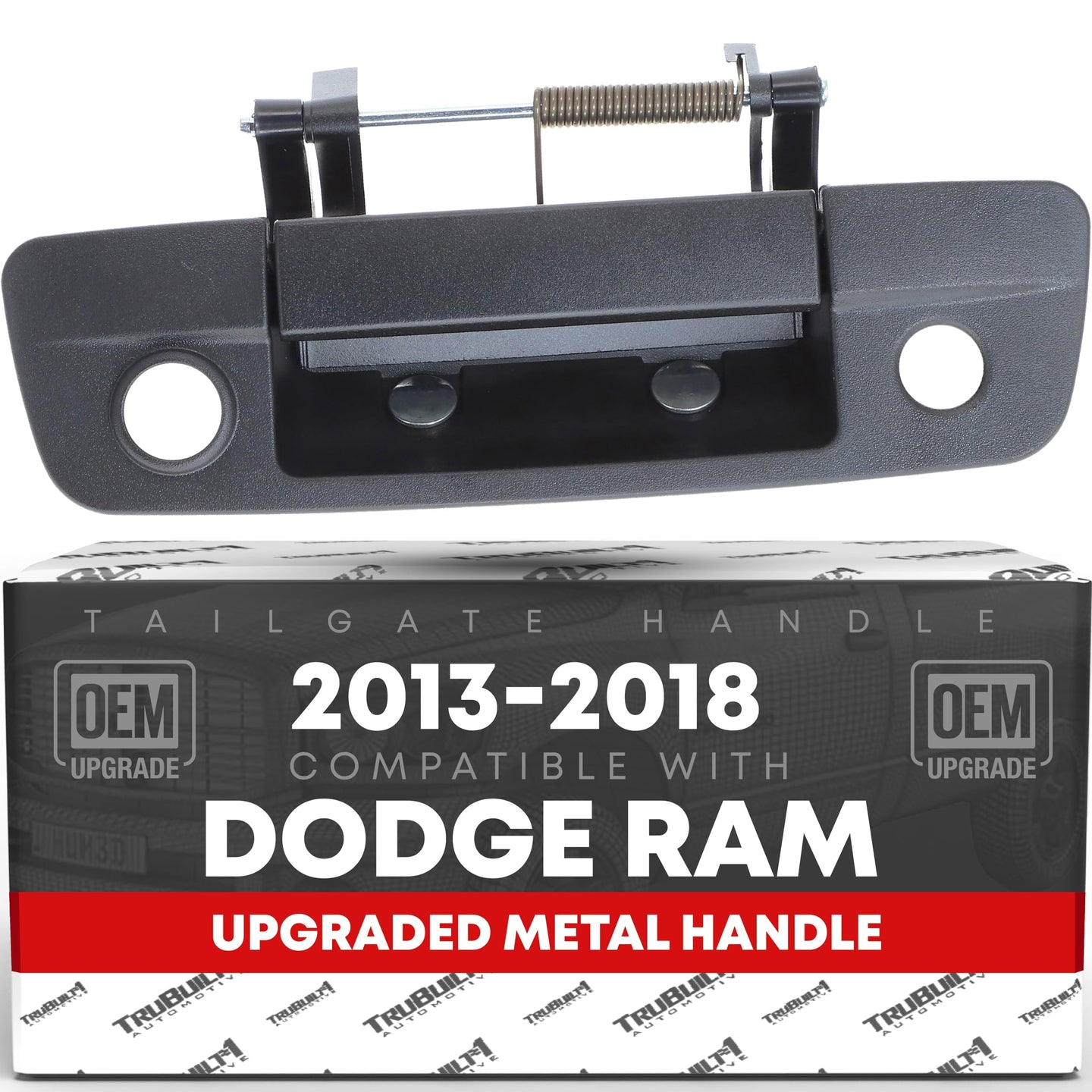 2013-2018 Dodge Ram Tailgate Handle Latch, Upgraded Metal - Exterior Tailgate Assembly Textured Black with Keyhole Camera Hole