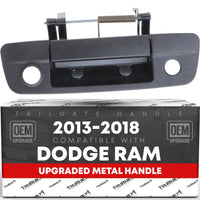 2013-2018 Dodge Ram Tailgate Handle Latch, Upgraded Metal - Exterior Tailgate Assembly Textured Black with Keyhole Camera Hole