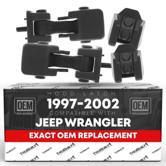 1997-2006 Jeep Wrangler Hood Latch Replacement Set Driver and Passenger Side - Full Door Type Hood Lock Catch Kit