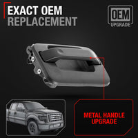 2004-2008 Ford F-150 Lobo Lincoln Mark LT Exterior Rear Passenger Door Handle, Upgraded Metal - Textured Black - Rear Passenger Side Handle