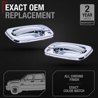 Exterior Front Driver Door Handle - Compatible with 1999-2006 Chevrolet Silverado, Suburban, Tahoe, Avalanche; 99-06 GMC Sierra, Yukon; Cadillac Escalade - All Chrome w/Keyhole - OEM 15034985, 91130 - Front Driver Side
