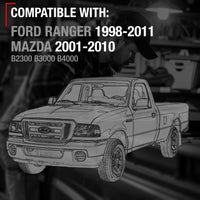 2001-2011 Ford Ranger 2001-2010 Mazda B2300 B3000 B4000 Exterior Front Driver & Passenger Door Handle Set - Black Metal - Front Driver + Passenger Handles
