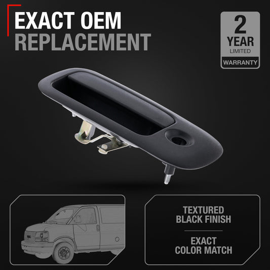 2010-2023 Chevrolet Express 1500 2500 3500 4500 GMC Savana 1500 2500 3500 4500 Exterior Door Handle Driver Side Hinged Door - Textured Black with Keyhole - Rear Left Handle