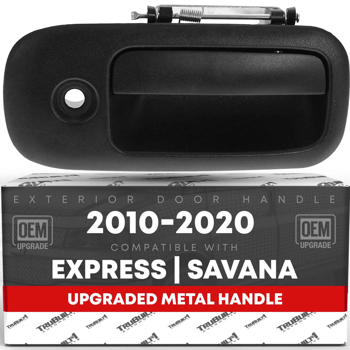 Chevrolet Express GMC Savana Rear Passenger Hinged Door Handle - Textured Black with Keyhole, Metal Exterior Replacement - Rear Passenger Side Hinged Door